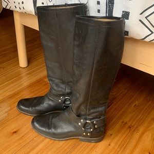 Frye Phillip Black Leather Boots - Size 9